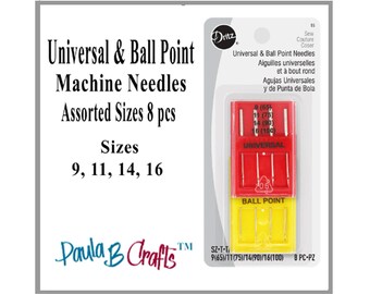 Dritz Universal and Ball Point Machine Needles #55 Assorted Sizes Sewing Needles for Woven Knit Fabrics Quilting and Crafts