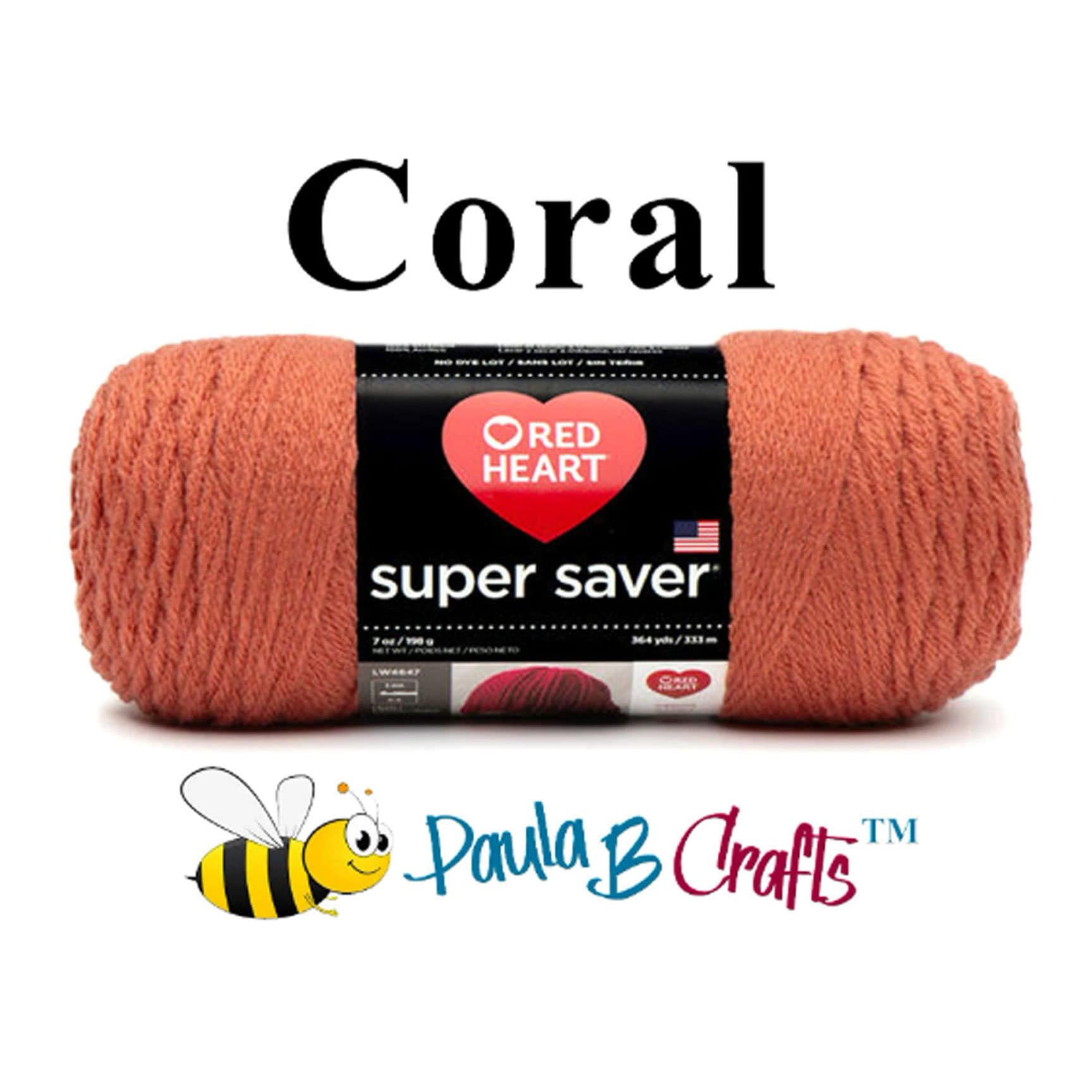 Red Heart Super Saver Acrylic Yarn #4 Weight Petal Pink 1 Skein 7 oz. 364  Yds.