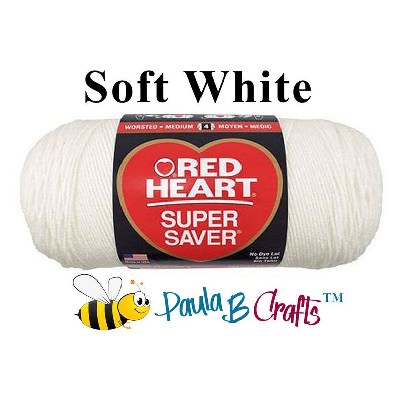 SOFT WHITE Red Heart Super Saver Yarn 7 Oz 364 Yards Etsy