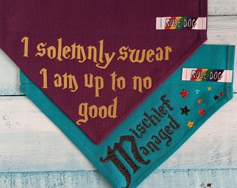 I Solemnly Swear I Am Up To No Good/Mischief Managed Bandana, Over the Collar