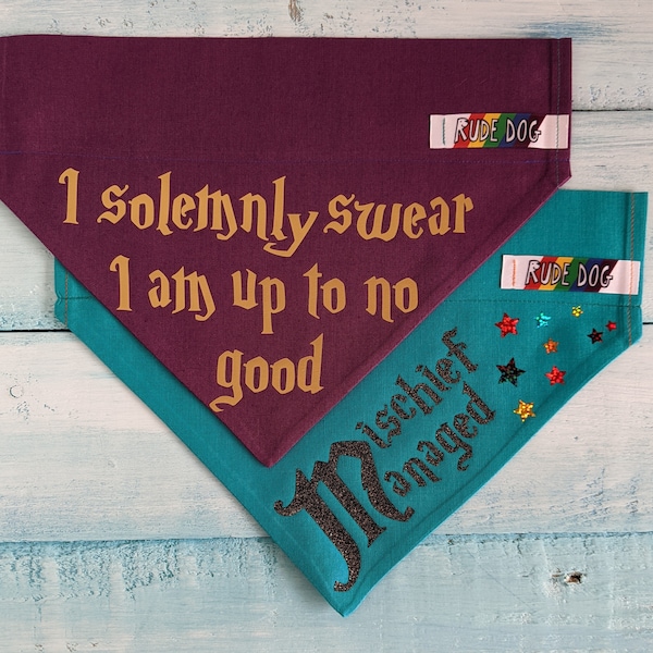 I Solemnly Swear I Am Up To No Good/Mischief Managed Bandana, Over the Collar