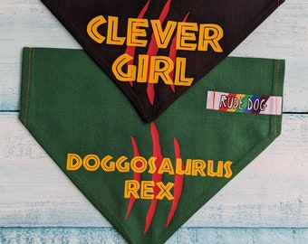 Clever Girl/Doggosaurus Bandana, Over the Collar. Jurassic Park