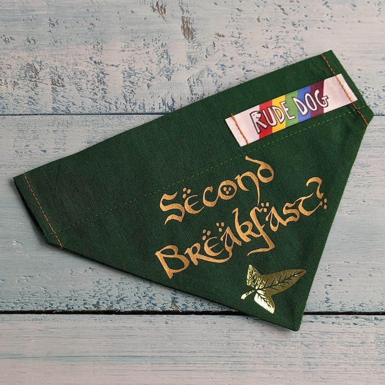 Second Breakfast Bandana Over the Collar Hobbit lord of the rings gift for dogs