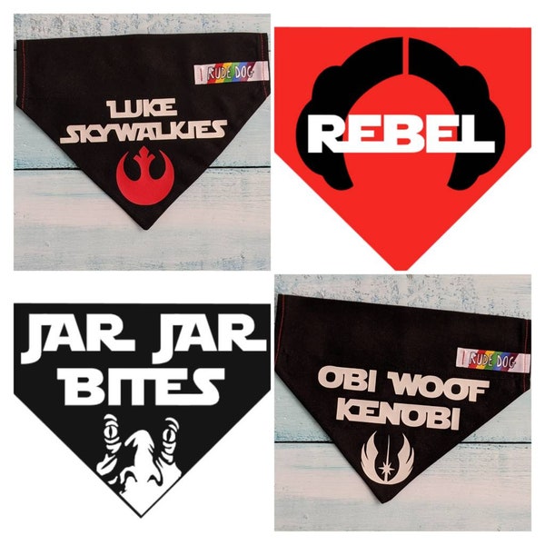 Rebel Allianz Glow-in-the-dark Bandana Over the Collar - Star Wars, Obi Woof, Jabba the Mutt, No Moon, Luke Skywalkies