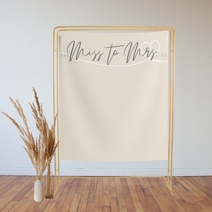 Modern Miss To Mrs Custom Backdrop, Bride To Be Bridal Shower Sign, Boho Bridal Shower Backdrop, Neutral Personalized Bridal Shower Banner