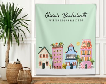 Charleston Bachelorette Banner, Rainbow Row Bachelorette Backdrop, Beach Bachelorette Photo Backdrop, Charleston SC Bachelorette Party Decor