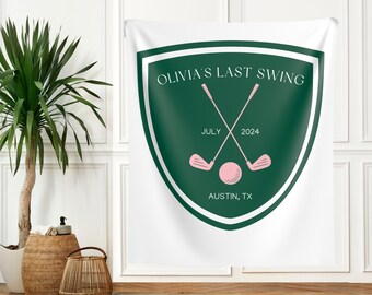 Last Swing Bachelorette Sign, Golf Bachelorette Backdrop, Preppy Bachelorette Banner, Pink and Green Country Club Golf Party Decor