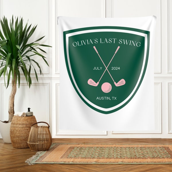 Last Swing Bachelorette Sign, Golf Bachelorette Backdrop, Preppy Bachelorette Banner, Pink and Green Country Club Golf Party Decor