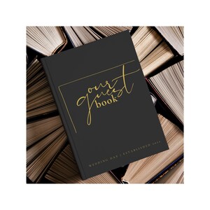 Black and Gold Unique Wedding Guest Book - Minimalist Modern Wedding Guestbook - Wedding Welcome Book