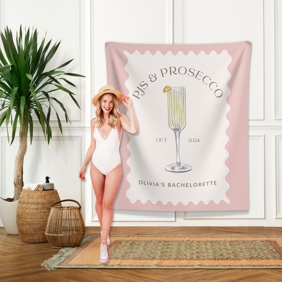 PJs and Prosecco Bachelorette Backdrop, Slumber Party Bachelorette Decor, Brunch and Bubbly Bachelorette Sign, Champagne Campaign Banner