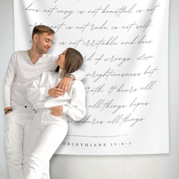 1 Corinthians 13 Wedding Scripture Backdrop, Wedding Bible Verse Backdrop, Wedding Tapestry Backdrop, Wedding Reception Banner