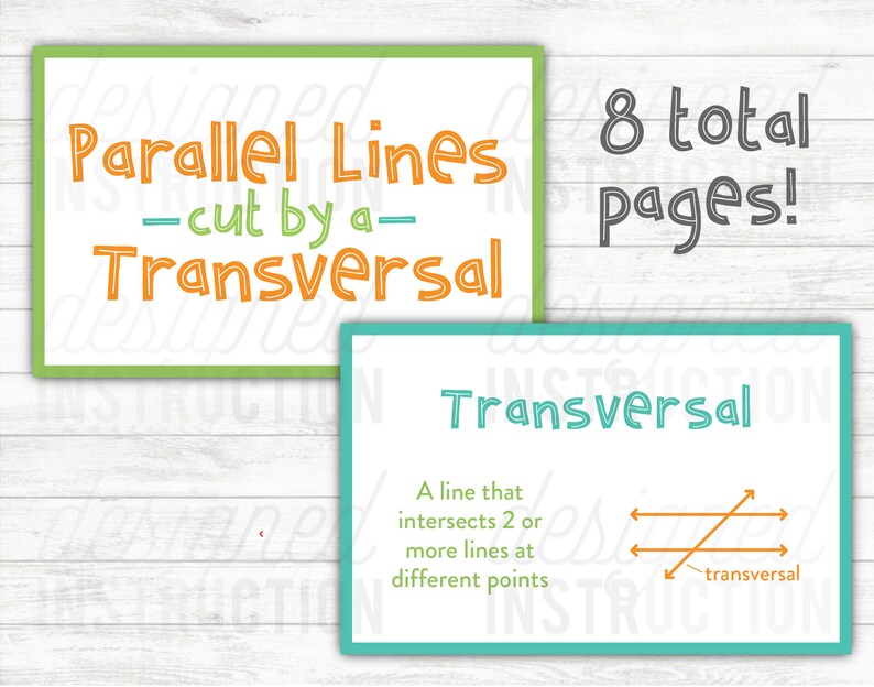 Parallel Lines Cut by a Transversal Set: Instant Download Geometry ...