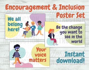 Inclusion & Encouragement DIGITAL Poster Set! You Matter Kindness School Counselor Diversity Inclusion Guidance Classroom Decor Digital