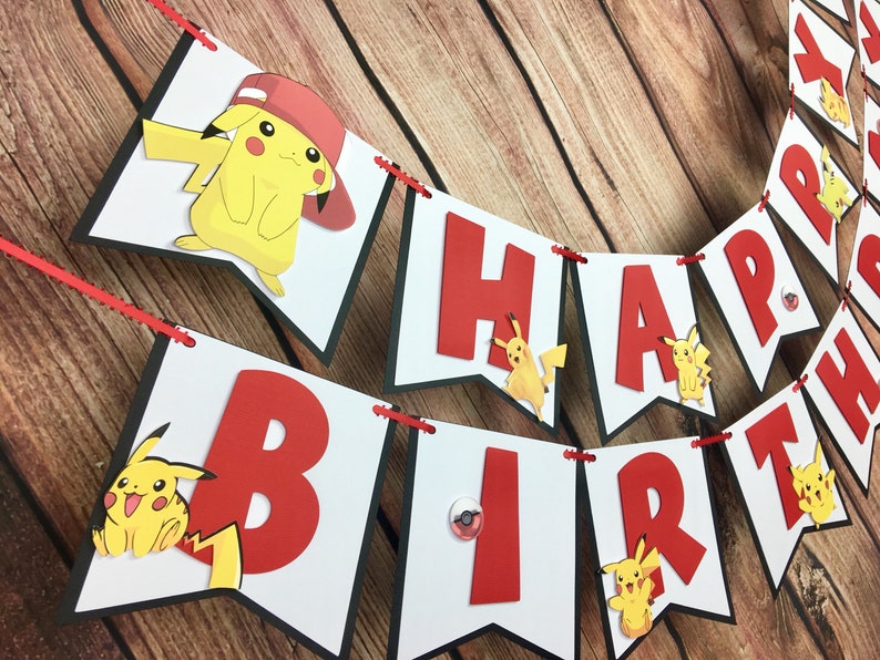 Pokemon Pikachu Banner Birthday Banner Name Banner and More | Etsy