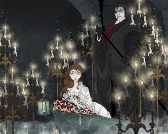 Phantom of the Opera / The Boat / Art Print / Fan Art / Christine / Erik / fantasy / romance / geek art / gothic / goth / Music of the Night