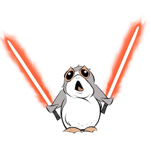 Porg / Sabre laser / Autocollant / vinyle / imperméable / décalque / Star Wars / fan art / mignon / drôle / Porgs / Sith / geeky / Nerdy / Jedi