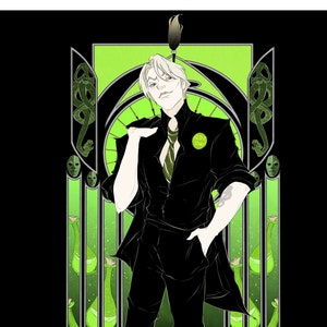 DreaDFully Nouveau: Conflicted Wizard / Print / Fan Art / Art History / Magic / Spell / Gothic / Nerdy / Geeky / Villain / Serpent / DM /