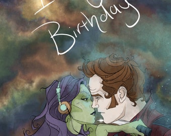 Birthday / love / partner / romantic / greeting / card / funny / hilarious / geeky / nerdy / Guardians of the Galaxy / Gamora / superhero