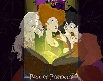 Limited Edition 12 / Page of Pentacles: Sisters / Tarot / Fan Art / Print / Witches / Spooky / Silly /