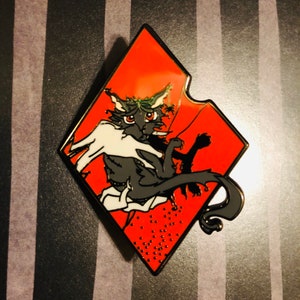 Cat / black cat /  enamel / pin / Halloween / geeky / nerdy / spooky / gothic / goth / kitty / funny / witch / cat lady / cute / red