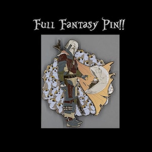 Mandalorian / Full Fantasy Pin / Enamel / Star Wars / Fan Art / Bounty Hunter / Grogu / Porg / Disney / Geeky / Nerdy / Science Fiction /