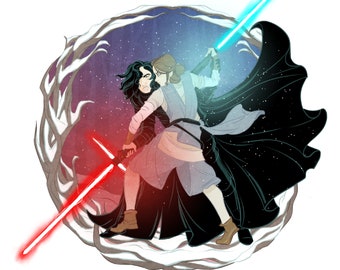 Reylo / Sticker / Vinyl /  Disney / battle / Star Wars /  Disney / snow / geeky / nerdy / sith / jedi / Rey / Kylo / yin yang / waylo