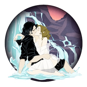 Reylo / Fan Art / Sticker / vinilo / impermeable / calcomanía / jedi / rey / Kylo / cascada / Star Wars / Disney / romántico / geeky / nerdy