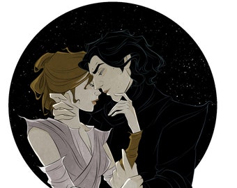 Reylo / Fan Art / Sticker / vinyl / waterproof / decal / jedi / rey / Kylo / gothic / goth / Star Wars /  Disney / romantic / geeky / nerdy