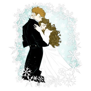 ¡Boda de invierno! / Pegatina / Vinilo / Impermeable / Calcomanía / Mago / Bruja / Magia / Romántico / Amor / Lindo /
