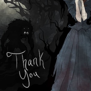 thank you / card / funny / dark humor / thanks / werewolf / Gothic / wolf / hilarious / unique / goth / horror / humor / monster / spooky