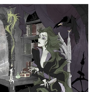 Maleficent / Art print / villains / villain / Disney / fan art / gothic / goth / sleeping beauty / geeky/ nerdy / raven / castle / chillin