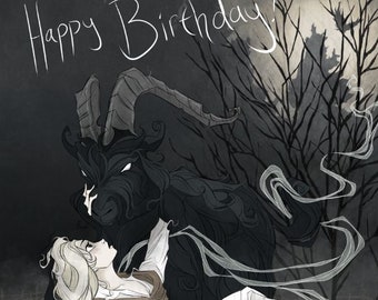 happy birthday / birthday / witch / black Phillip / funny / hilarious / humor / greeting card / card / humorous / dark humor / goth / gothic