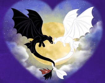 pics Toothless And Light Fury Flying Together light fury poster etsy