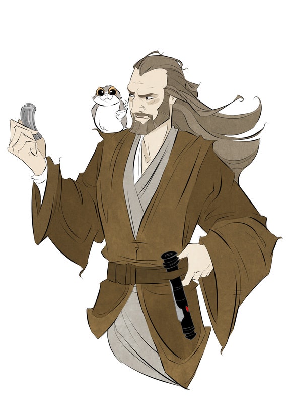 Qui-gon Jinn / Sticker / Vinyl / Waterproof / Decal / Fan Art -  Israel