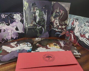 Disney / Villains / box / set / blank / greeting / cards / Ursula / Maleficent / Jafar / Cruella / Gaston / Captain Hook / geeky / nerdy