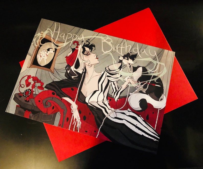 Birthday / Cruella / Greeting / Card / Disney / Villain / - Etsy