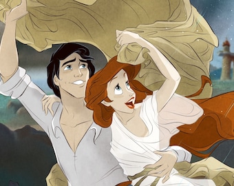 Disney アリエルとエリックの限定アート作品 ディズニー アリエル