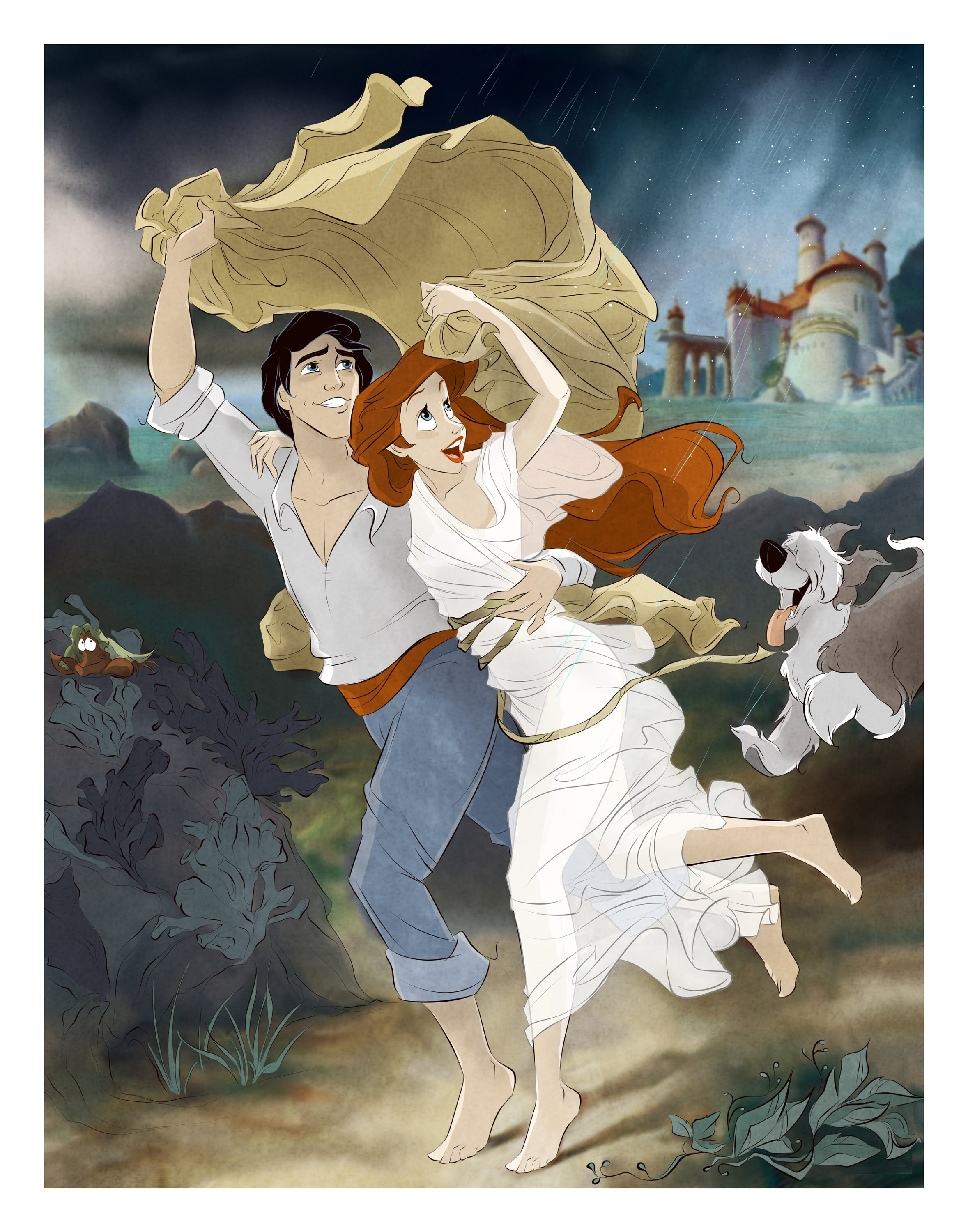 Little Mermaid / Ariel / Eric / disney / fan art / Art history Etsy