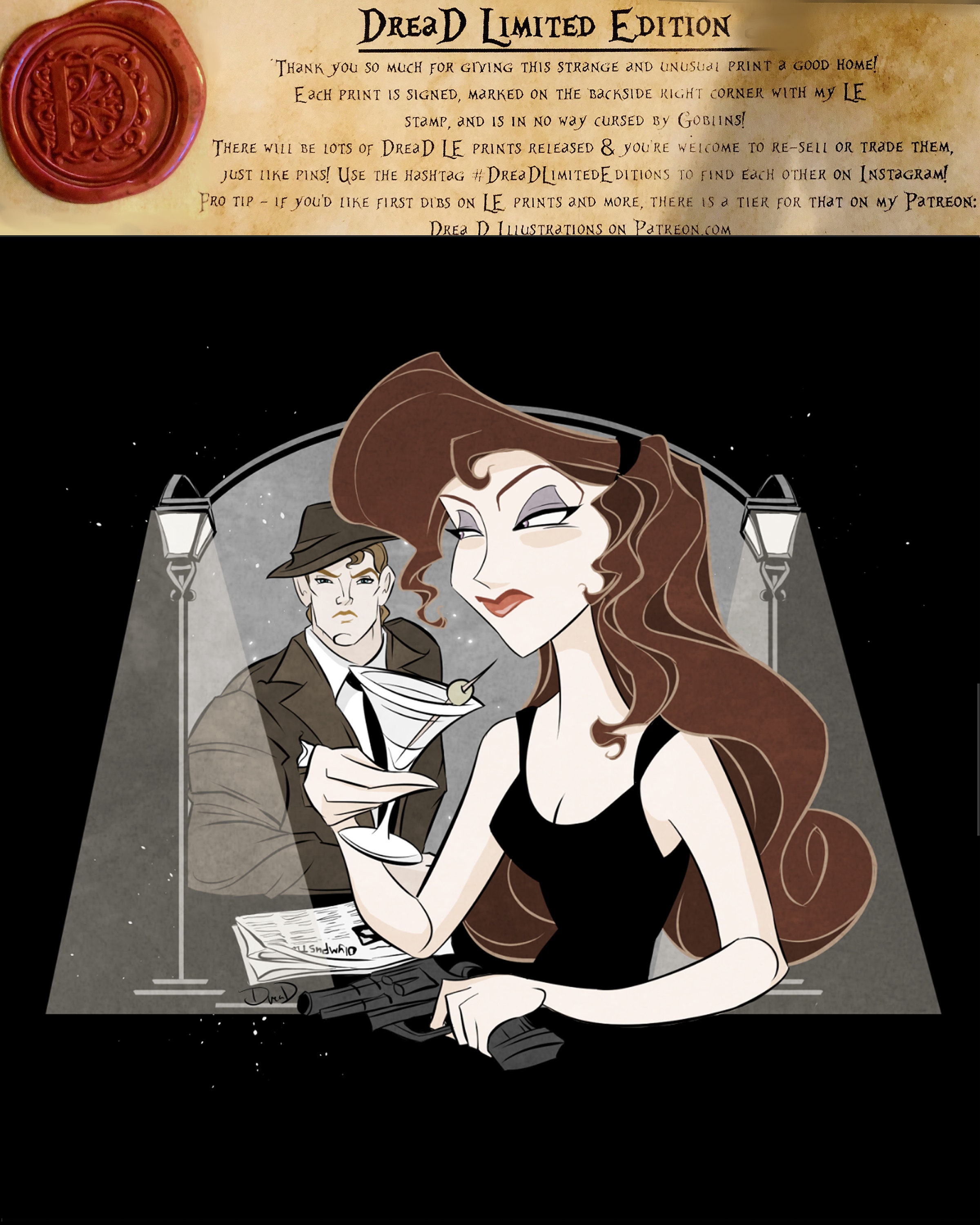 Limited Edition Meg Print Hercules Megara Film Noir Disney Vintage Princess Portrait Fan Art Singing Detective