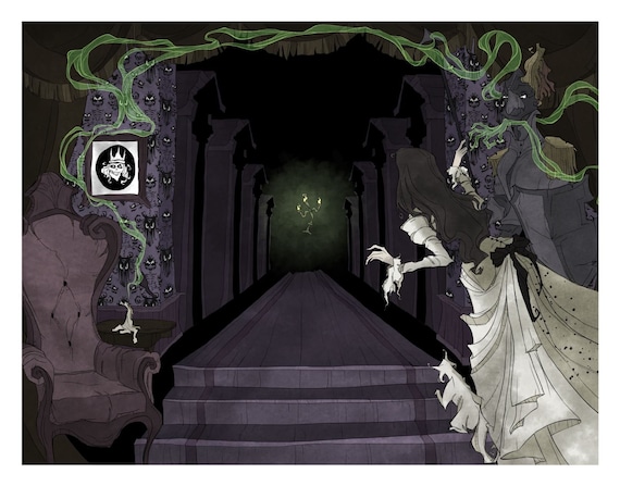 Haunted Mansion Disneyland Disney Fankunst Reiten Gothic Goth Spuk Geist Geister Geist Host Kunst Druck Geeky Geek