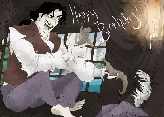 Happy Birthday / Birthday / Hook / Disney / Captain Hook / Peter Pan / Funny  / Hilarious / Humor / Greeting Card / Card /villains / Geeky 