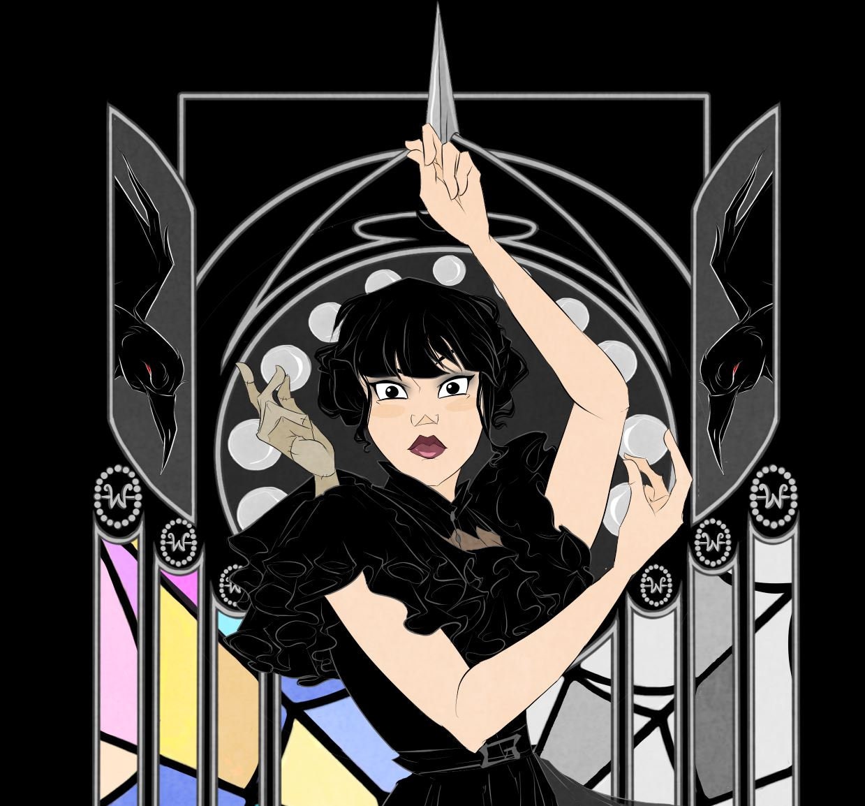 Dreadfully Nouveau: Wednesday Addams / Print / Fan Art / Art - Etsy