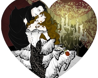 Phantom of the Opera / Heart / Sticker / Vinyl / Waterproof / Decal / Fan Art / Christine / Erik / Musical / Romantic / Gothic