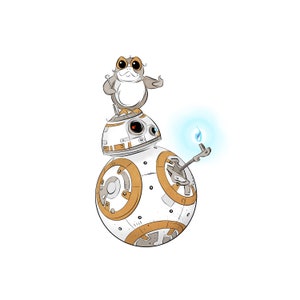 BB-8 / ステッカー / ビニール / 防水 / デカール / ファンアート / スターウォーズ / ドロイド / ポーグ / オタク / かわいい / 面白い / フォースと共にあらんことを