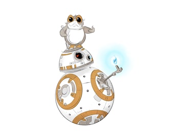 BB-8 / Sticker / vinyl / waterproof / decal / fan art / Star Wars / Droid / Porg / Nerdy / Geeky / Cute / Funny / May the Force Be With You