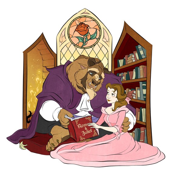 Bookish Cuddles Beauty and the Beast / Sticker / Vinyl / Etsy