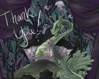 thank you / card / funny / dark humor / thanks / loch ness / Gothic / nessie / hilarious / unique / goth / sea / humor / nautical /spooky