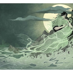 Anabelle Lee / Art Print / Edgar Allen / Poe / poetry / death / ghost / gothic / romance / love / Halloween/ goth /ocean / dark / fantasy