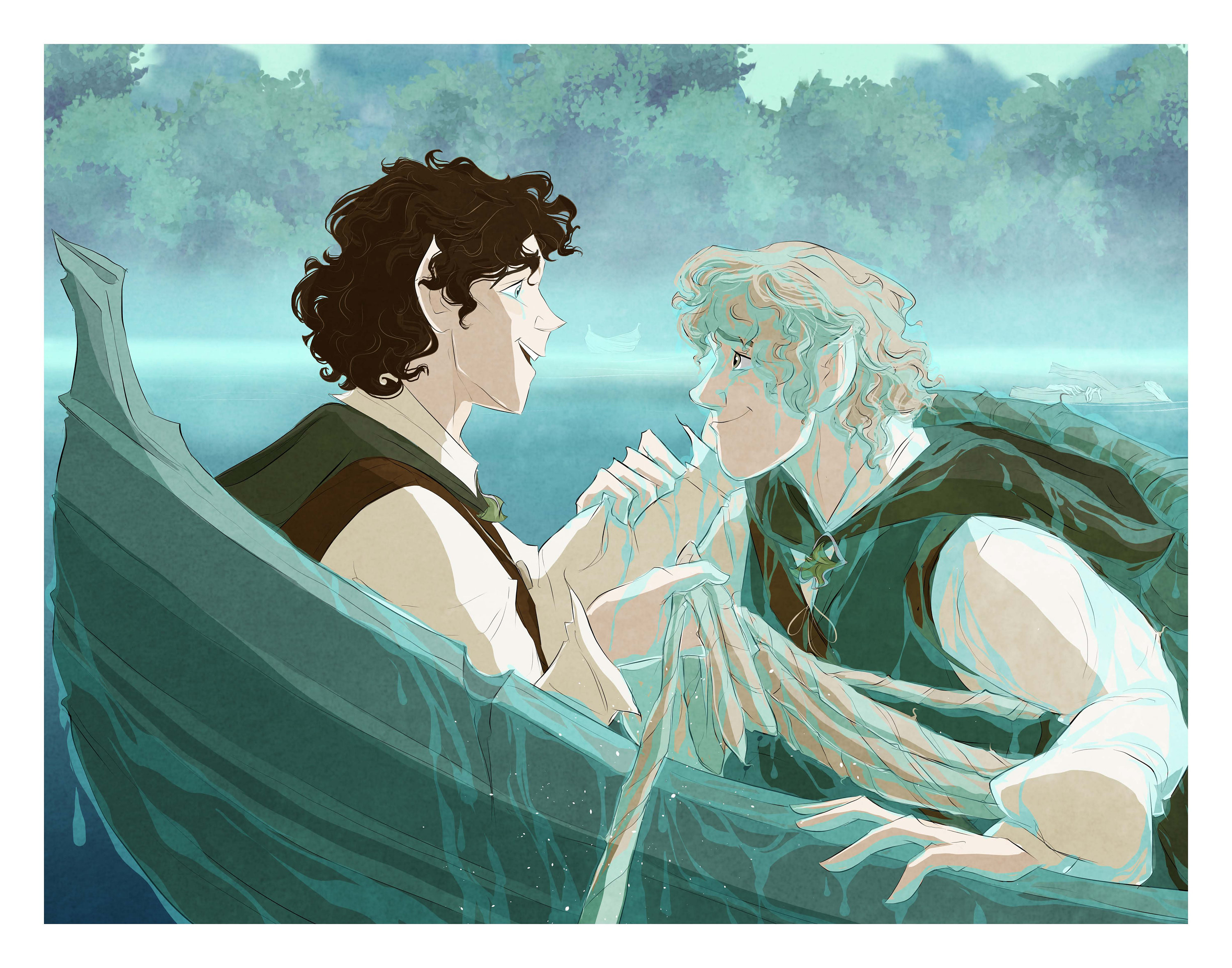 Sam & Frodo: Real Elvish Rope! / Print / Fan Art / Baggins / Gamgee / Lord of the Rings / Gollum / Tolkien / Hobbits / Geeky / Nerdy / Cute