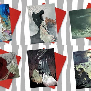 Em branco / saudação / cartões / caixa / conjunto / Gótico / Poesia / Annabelle Lee/ Lenore / Goblin / escuro / arte / Edgar Allen Poe / Dickinson / Bronte